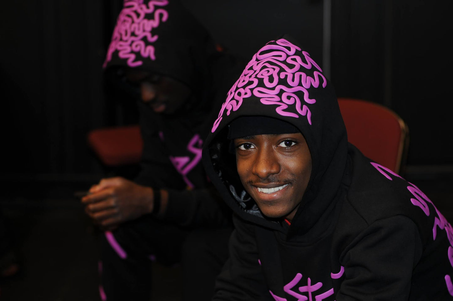 Black Puff Print Hoodie