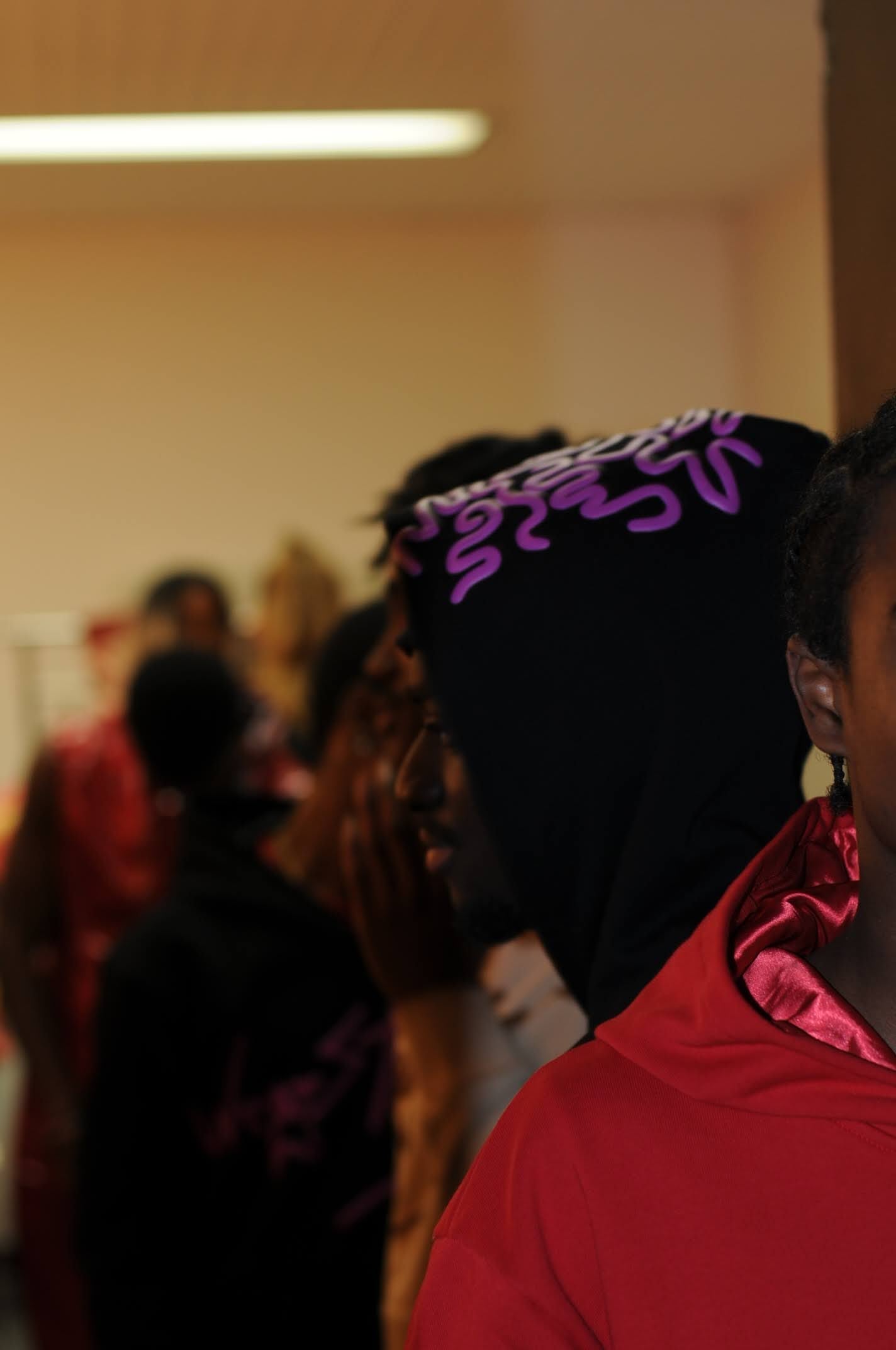 Black Puff Print Hoodie