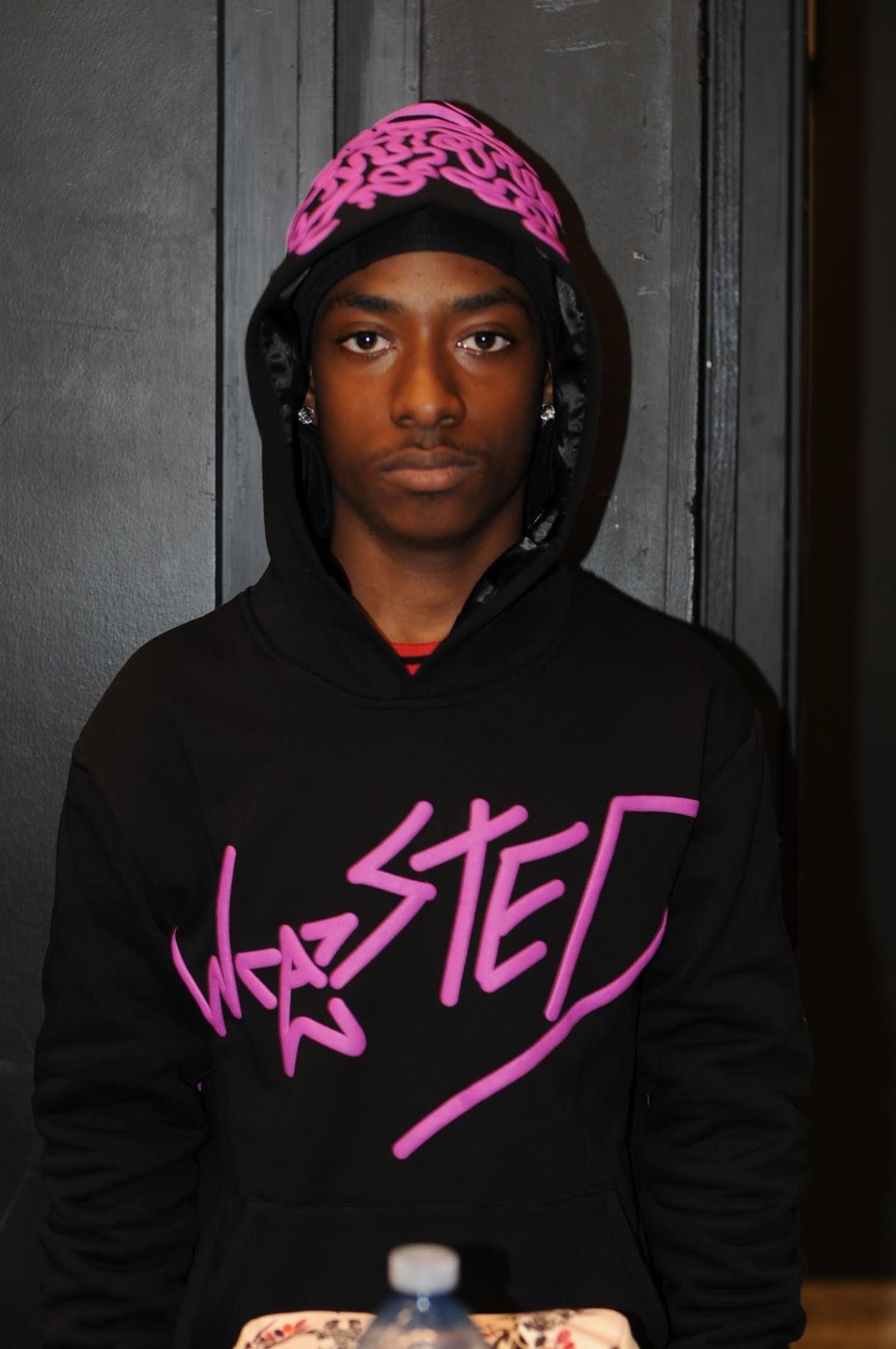 Black Puff Print Hoodie