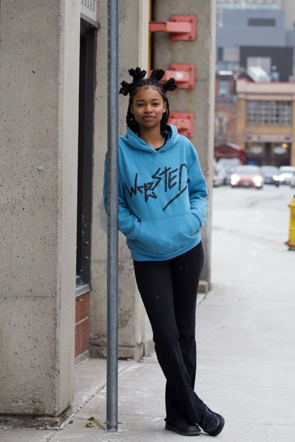 Blue Puff Print Hoodie